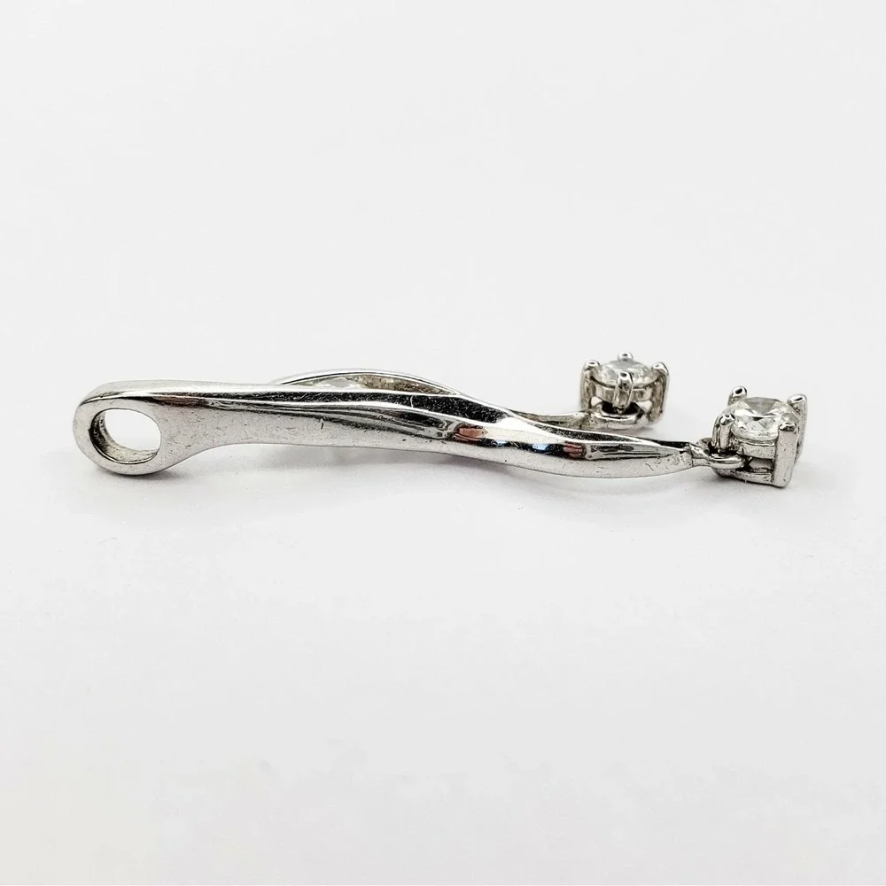 Vintage Pendant Sterling Silver 925 1.5in Silver Rhinestone Moveable Stones
